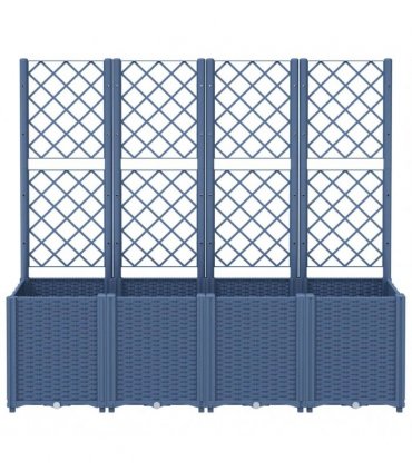 vidaXL Garden Planter with Trellis Blue Grey 160x40x140 cm PP — Size: 160 x 40 x 140 cm
