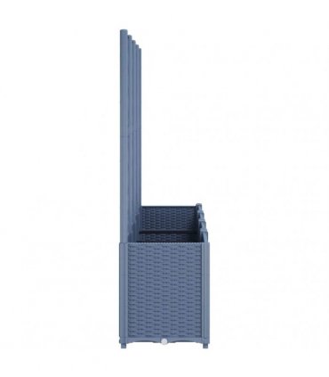 vidaXL Garden Planter with Trellis Blue Grey 160x40x140 cm PP — Size: 160 x 40 x 140 cm