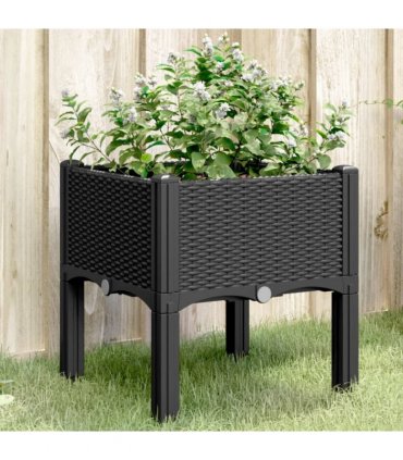 vidaXL Garden Planter with Legs Black 40x40x42 cm PP — Size: 40 x 40 x 42 cm