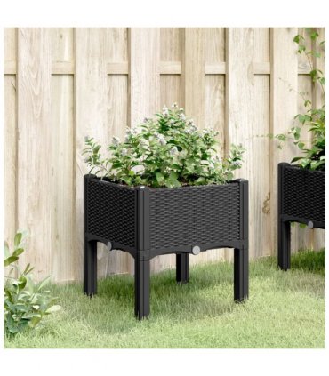 vidaXL Garden Planter with Legs Black 40x40x42 cm PP — Size: 40 x 40 x 42 cm