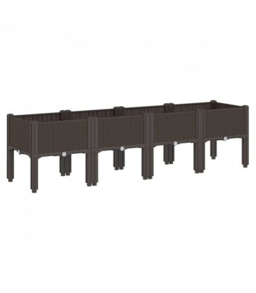 vidaXL Garden Planter with Legs Brown 160x40x42 cm PP — Size: 160 x 40 x 42 cm