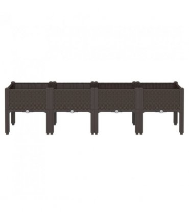 vidaXL Garden Planter with Legs Brown 160x40x42 cm PP — Size: 160 x 40 x 42 cm