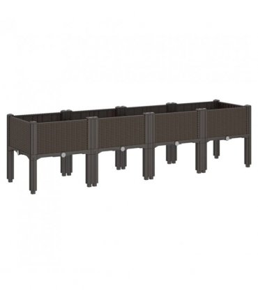vidaXL Garden Planter with Legs Brown 160x40x42 cm PP — Size: 160 x 40 x 42 cm