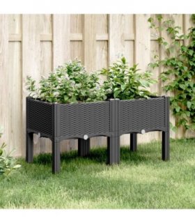 vidaXL Garden Planter with Legs Black 80x40x42 cm PP — Size: 80 x 40 x 42 cm