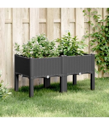 vidaXL Garden Planter with Legs Black 80x40x42 cm PP — Size: 80 x 40 x 42 cm
