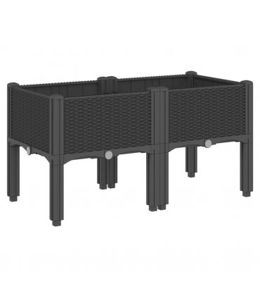 vidaXL Garden Planter with Legs Black 80x40x42 cm PP — Size: 80 x 40 x 42 cm