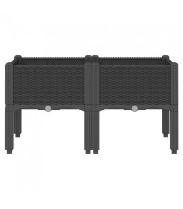 vidaXL Garden Planter with Legs Black 80x40x42 cm PP — Size: 80 x 40 x 42 cm