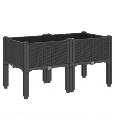 vidaXL Garden Planter with Legs Black 80x40x42 cm PP — Size: 80 x 40 x 42 cm