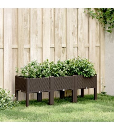 vidaXL Garden Planter with Legs Brown 120x40x42 cm PP — Size: 120 x 40 x 42 cm