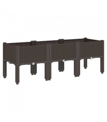 vidaXL Garden Planter with Legs Brown 120x40x42 cm PP — Size: 120 x 40 x 42 cm