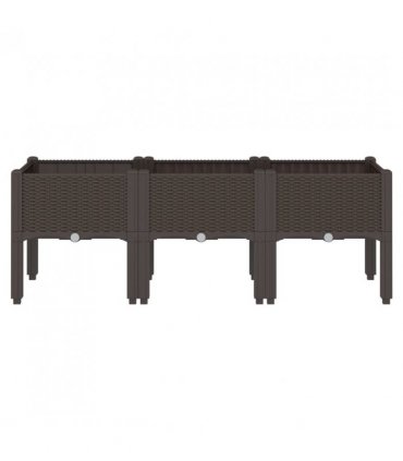 vidaXL Garden Planter with Legs Brown 120x40x42 cm PP — Size: 120 x 40 x 42 cm