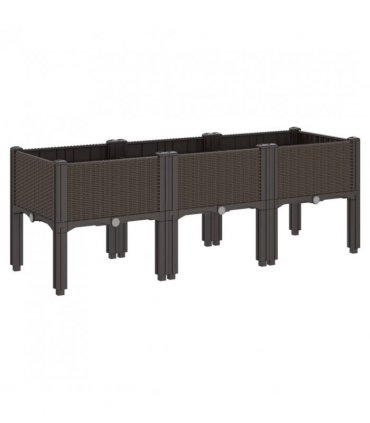 vidaXL Garden Planter with Legs Brown 120x40x42 cm PP — Size: 120 x 40 x 42 cm