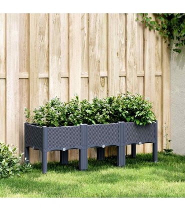 vidaXL Garden Planter with Legs Blue Grey 120x40x42 cm PP — Size: 120 x 40 x 42 cm