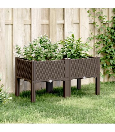 vidaXL Garden Planter with Legs Brown 80x40x42 cm PP — Size: 80 x 40 x 42 cm