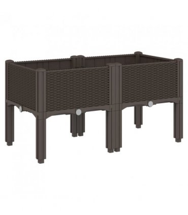 vidaXL Garden Planter with Legs Brown 80x40x42 cm PP — Size: 80 x 40 x 42 cm