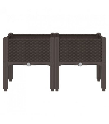 vidaXL Garden Planter with Legs Brown 80x40x42 cm PP — Size: 80 x 40 x 42 cm