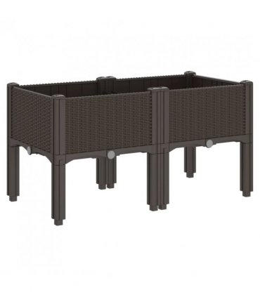 vidaXL Garden Planter with Legs Brown 80x40x42 cm PP — Size: 80 x 40 x 42 cm