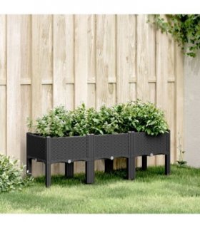 vidaXL Garden Planter with Legs Black 120x40x42 cm PP — Size: 120 x 40 x 42 cm