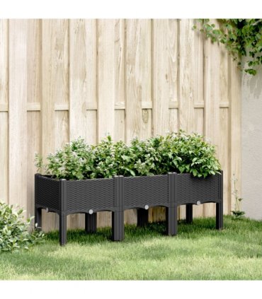 vidaXL Garden Planter with Legs Black 120x40x42 cm PP — Size: 120 x 40 x 42 cm