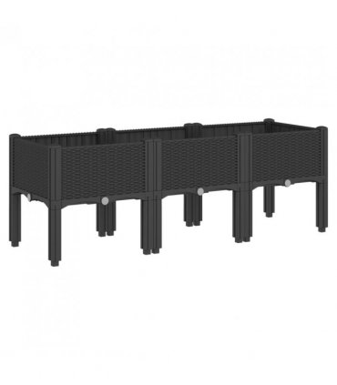 vidaXL Garden Planter with Legs Black 120x40x42 cm PP — Size: 120 x 40 x 42 cm