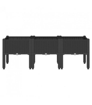 vidaXL Garden Planter with Legs Black 120x40x42 cm PP — Size: 120 x 40 x 42 cm