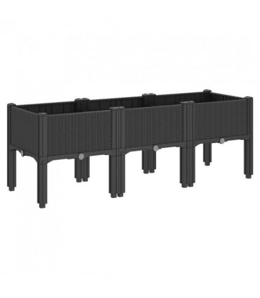vidaXL Garden Planter with Legs Black 120x40x42 cm PP — Size: 120 x 40 x 42 cm