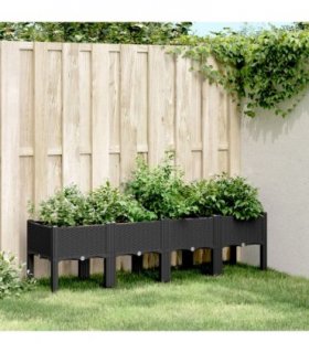 vidaXL Garden Planter with Legs Black 160x40x42 cm PP — Size: 160 x 40 x 42 cm