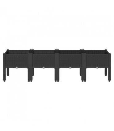 vidaXL Garden Planter with Legs Black 160x40x42 cm PP — Size: 160 x 40 x 42 cm