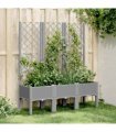 vidaXL Garden Planter with Trellis Light Grey 120x40x142 cm PP — Size: 120 x 40 x 142 cm