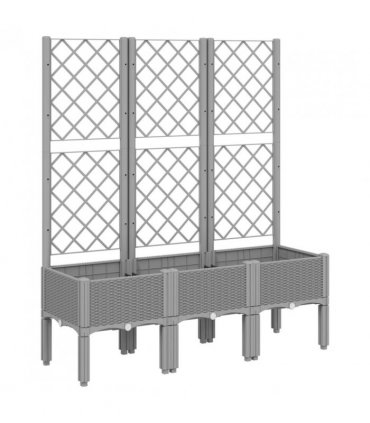 vidaXL Garden Planter with Trellis Light Grey 120x40x142 cm PP — Size: 120 x 40 x 142 cm