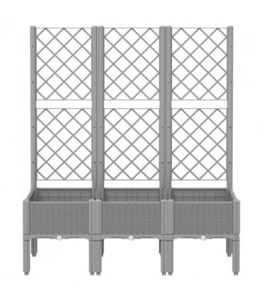 vidaXL Garden Planter with Trellis Light Grey 120x40x142 cm PP — Size: 120 x 40 x 142 cm