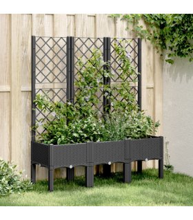 vidaXL Garden Planter with Trellis Black 120x40x142 cm PP — Size: 120 x 40 x 142 cm