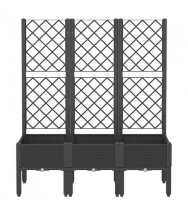 vidaXL Garden Planter with Trellis Black 120x40x142 cm PP — Size: 120 x 40 x 142 cm