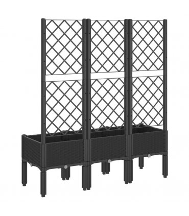 vidaXL Garden Planter with Trellis Black 120x40x142 cm PP — Size: 120 x 40 x 142 cm