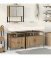 vidaXL Bathroom Furniture Set with Shelf 3 pcs Brown Engineered wood — Colour: Artisan oak — V0671979629