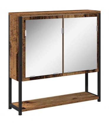 vidaXL Bathroom Furniture Set with Shelf 3 pcs Brown Engineered wood — Colour: Old wood — V0671979632