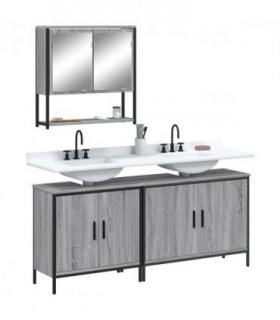 vidaXL 3 Piece Bathroom Furniture Set Grey Sonoma Engineered Wood — V0671979634