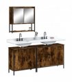 vidaXL 3 Piece Bathroom Furniture Set Smoked Oak Engineered Wood — V0671979639