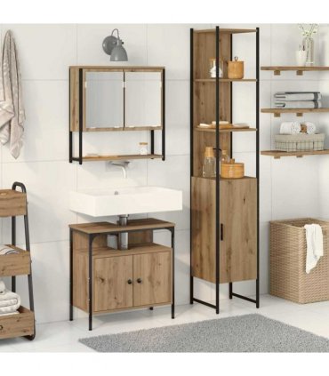 vidaXL Bathroom Furniture Set 3 pcs Artisan Oak Engineered Wood — V0671979640