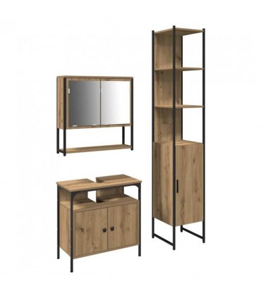 vidaXL Bathroom Furniture Set 3 pcs Artisan Oak Engineered Wood — V0671979640