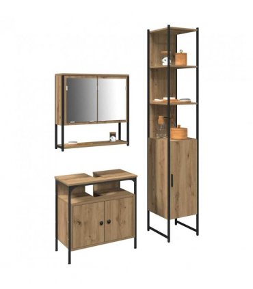 vidaXL Bathroom Furniture Set 3 pcs Artisan Oak Engineered Wood — V0671979640