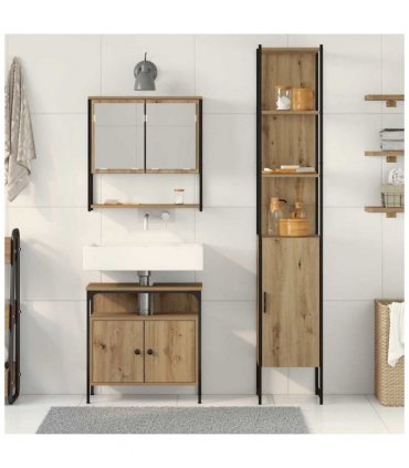 vidaXL Bathroom Furniture Set 3 pcs Artisan Oak Engineered Wood — V0671979640