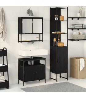 vidaXL Bathroom Furniture Set 3 pcs Black Oak Engineered Wood — V0671979646