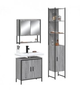 vidaXL 3 Piece Bathroom Furniture Set Grey Sonoma Engineered Wood — V0671979648