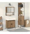 vidaXL Bathroom Furniture Set with Shelf 3 pcs Brown Engineered wood — Colour: Artisan oak — V0671979649