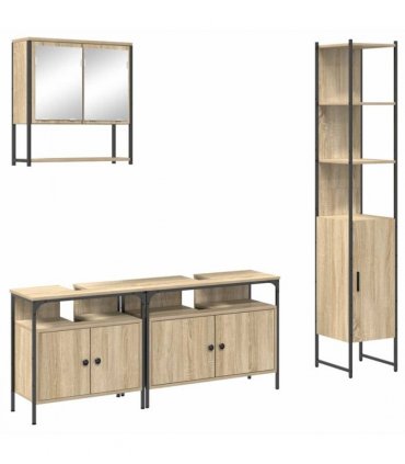 vidaXL Bathroom Furniture Set 4 pcs Sonoma Oak Engineered Wood