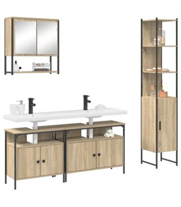 vidaXL Bathroom Furniture Set 4 pcs Sonoma Oak Engineered Wood