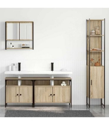 vidaXL Bathroom Furniture Set 4 pcs Sonoma Oak Engineered Wood