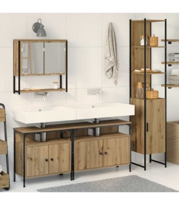 vidaXL Bathroom Furniture Set 4 pcs Artisan oak Engineered wood