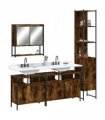 vidaXL 4 Piece Bathroom Furniture Set Smoked Oak Engineered Wood — V0671979659